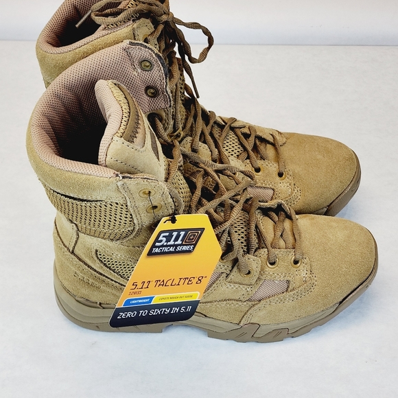 Men's 5.11 Tactical Taclite 8" Coyote Suede Combat Patrol Hunting Boot - Picture 5 of 8